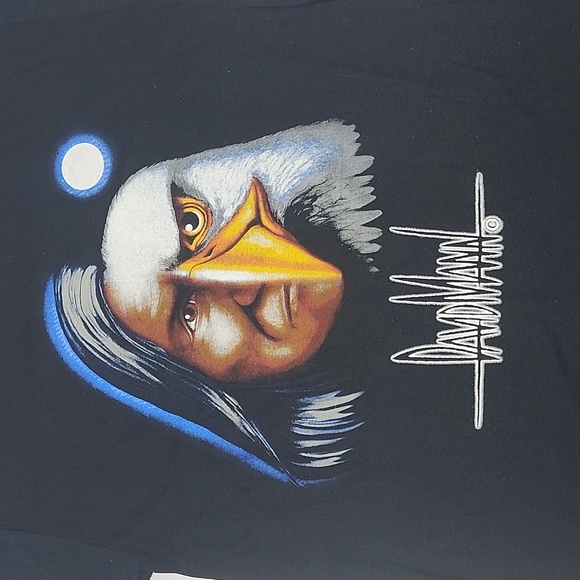 David Mann Half Native American Indian Eagle Biker T-shirt Size Small Signed - Picture 2 of 5